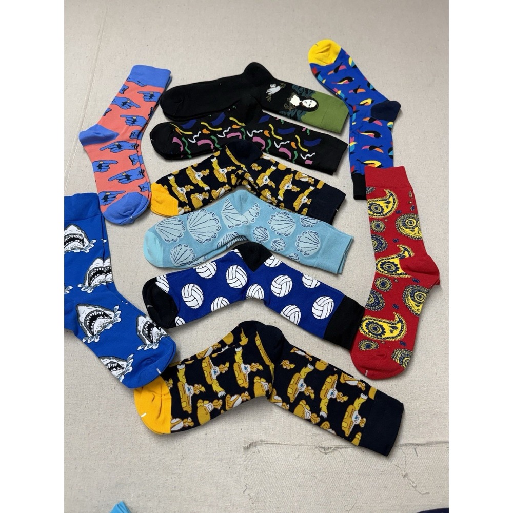 10 Pairs Men's Novelty Crew Socks Colorful Mixed Designs EU 42–46 US 9–12 New #6